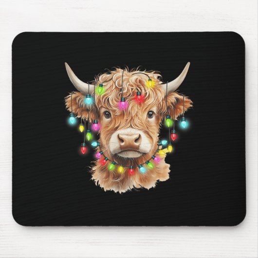 ヴィンテージスコティッシュハイランドカウアニマルクリスマスXma マウスパッド (正面)