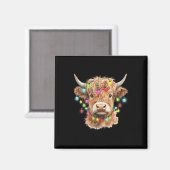 ヴィンテージスコティッシュハイランドカウアニマルクリスマスXma マグネット (正面/裏面)