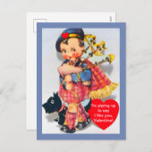 ヴィンテージスコティッシュバピパーバレンタインスコティドッグ シーズンポストカード (正面/裏面)