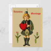 ヴィンテージスコティッシュバレンタインデハガキ：少年inキルト シーズンポストカード (正面/裏面)