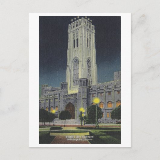 ヴィンテージスコティッシュライト大聖堂，インディアナポリス ポストカード (正面)