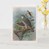 ヴィンテージスズメタカ折り畳みグリーティングカード カード (黄色い花)