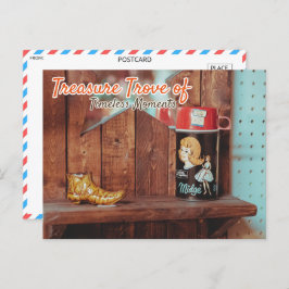 ヴィンテージスズ容器およびゴールデンブーツ人形 ポストカード