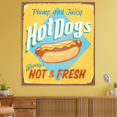 ヴィンテージスズ標識 – ホットドッグ キャンバスプリント (インサイチュ (リビング))