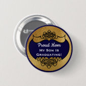 ヴィンテージスタイリッシュで誇りを持ったな親卒業の名札 缶バッジ (正面&裏面)