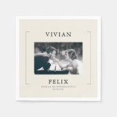 ヴィンテージスタイリッシュの写結婚真 スタンダードカクテルナプキン (正面)