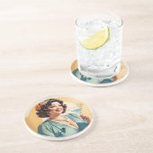 ヴィンテージスタイリッシュの女性がマルティーニグラスを持っている コースター (側面)