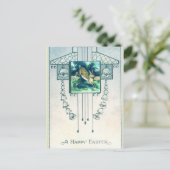 ヴィンテージスタイリッシュイースターバニーアールデコ ポストカード (スタンド正面)