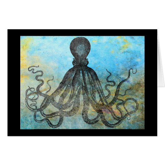 ヴィンテージスタイリッシュタコあいさつ空白のカード (正面横)