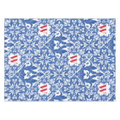 ヴィンテージスタイリッシュダマスク海軍ブルーモノグラム テーブルクロス (正面(横))