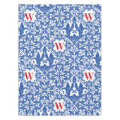ヴィンテージスタイリッシュダマスク海軍ブルーモノグラム テーブルクロス (正面)