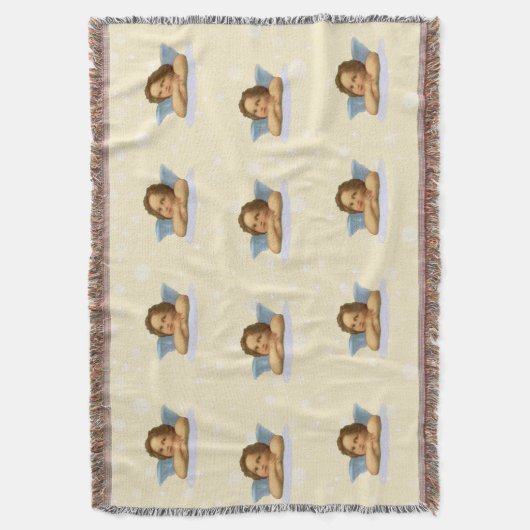ヴィンテージスタイリッシュチャルーブ&ライトオーブアイボリー スローブランケット (正面縦)