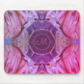 ヴィンテージスタイリッシュトレンディーフローラガーリーピンクモノグラム マウスパッド (正面)