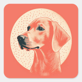 ヴィンテージスタイリッシュドッグポートレート スクエアシール