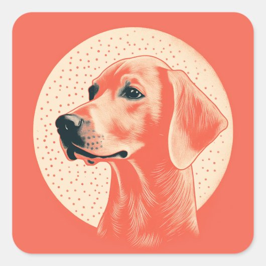 ヴィンテージスタイリッシュドッグポートレート スクエアシール (正面)