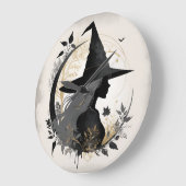 ヴィンテージスタイリッシュハロウィーン魔女大時計 ラージ壁時計 (傾斜)