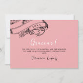 ヴィンテージスタイリッシュピンクMis Quince感謝の写真 サンキューカード (正面)