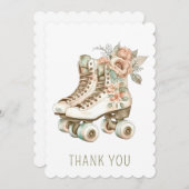 ヴィンテージスタイリッシュフローラレトロローラスケートデザイン 招待状 (正面/裏面)