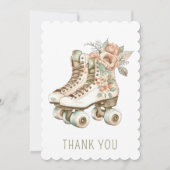 ヴィンテージスタイリッシュフローラレトロローラスケートデザイン 招待状 (正面)