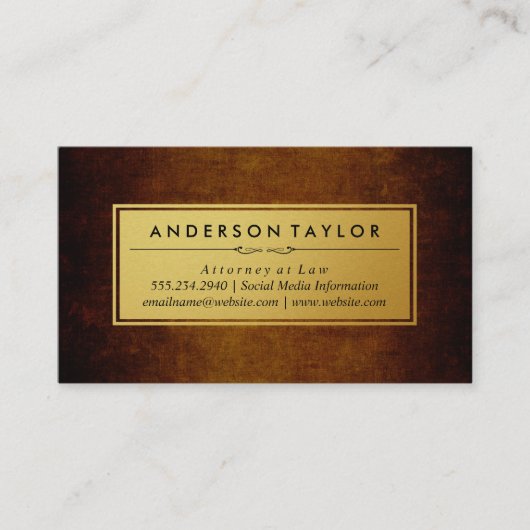ヴィンテージスタイリッシュブラウンゴールデンラベル 名刺 (正面)