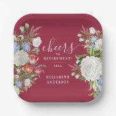 ヴィンテージスタイリッシュブルゴーニュリタイアメントガーデンフローラ ペーパープレート (正面)