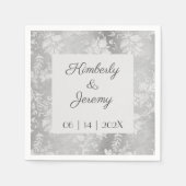 ヴィンテージスタイリッシュプター結婚ズスクエア紙 スタンダードカクテルナプキン (正面)