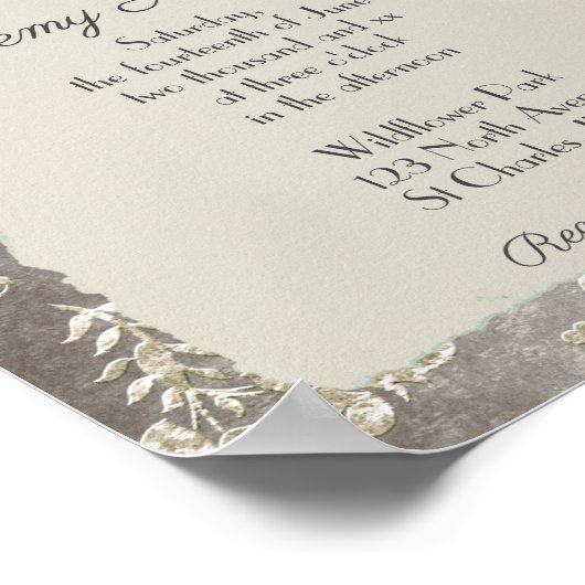 ヴィンテージスタイリッシュプーター結婚式招待状 ポスター (角)