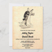 ヴィンテージスタイリッシュモダン素朴結婚古い 招待状 (正面)