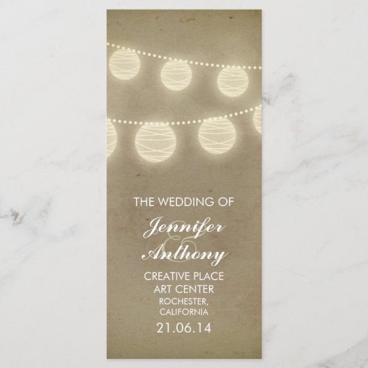 ヴィンテージスタイリッシュランタン結婚式 プログラム (正面)