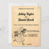 ヴィンテージスタイリッシュレトロおもしろい50s素朴 結婚s 招待状 (正面)