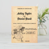 ヴィンテージスタイリッシュレトロおもしろい50s素朴 結婚s 招待状 (スタンド正面)