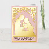 ヴィンテージスタイリッシュレトロバラピンクマムチャイルドフローラ 箔シーズンカード (正面)