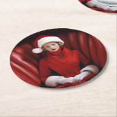 ヴィンテージスタイリッシュ夫人 ラウンドペーパーコースター (アングル)