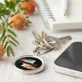 ヴィンテージスタイリッシュ白黒リリーフローラ蝶 キーホルダー (側面)