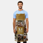 ヴィンテージスタイリッシュ金ゴールドのコラージュ | モノグラムギフト エプロン (着用した状態)