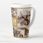 ヴィンテージスタイリッシュ金ゴールドファミリーフォトコラージュキープサケ カフェラテマグ (右アングル)