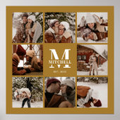 ヴィンテージスタイリッシュ金ゴールドファミリーフォトコラージュキープサケ ポスター (正面)