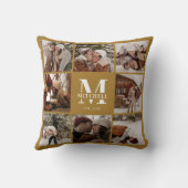 ヴィンテージスタイリッシュ金ゴールドファミリーフォトコラージングモノグラム クッション (裏面)