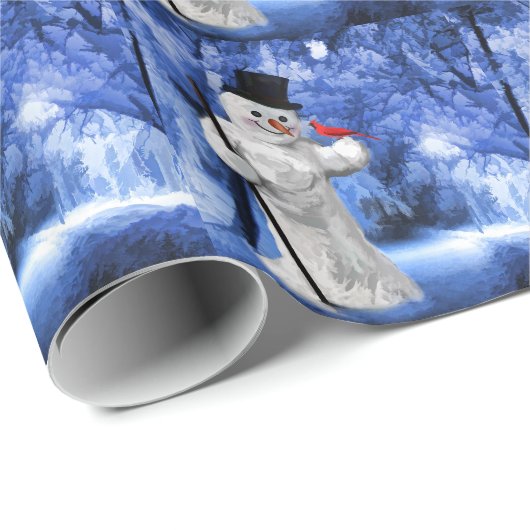 ヴィンテージスタイリング冬の雪だるま絵画ズクリスマス ラッピングペーパー (ロールコーナー)