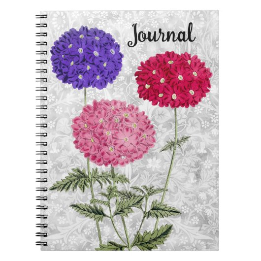ヴィンテージスタイルあじさい花Journal Notebook ノートブック (正面)