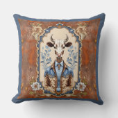 ヴィンテージスタイルおもしろいウエスタンカウアート クッション (正面)