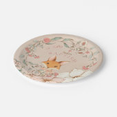 ヴィンテージスタイルかわいいキツネ花模様ガールバプテスマ ペーパープレート (アングル)