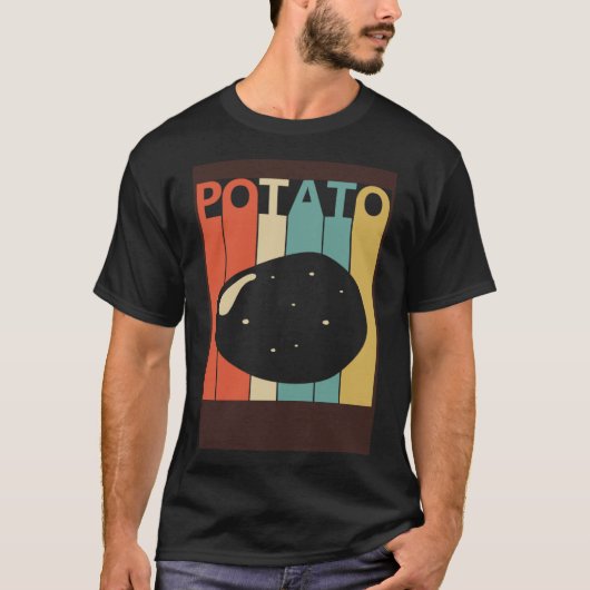ヴィンテージスタイルかわいいポテト野菜 Tシャツ (正面)