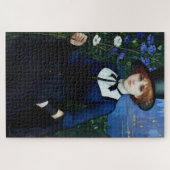 ヴィンテージスタイルかわいらしダークアカデミーガールポートレート ジグソーパズル (横)