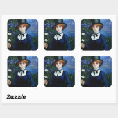 ヴィンテージスタイルかわいらしダークアカデミーガールポートレート スクエアシール (シート)