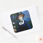 ヴィンテージスタイルかわいらしダークアカデミーガールポートレート スクエアシール (封筒)