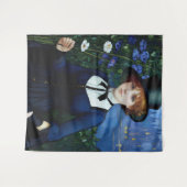 ヴィンテージスタイルかわいらしダークアカデミーガールポートレート タペストリー (正面(横))