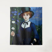 ヴィンテージスタイルかわいらしダークアカデミーガールポートレート タペストリー (正面)