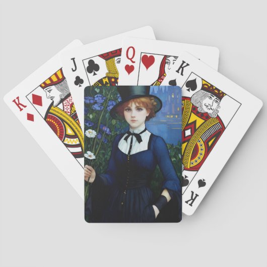 ヴィンテージスタイルかわいらしダークアカデミーガールポートレート トランプ (裏面)