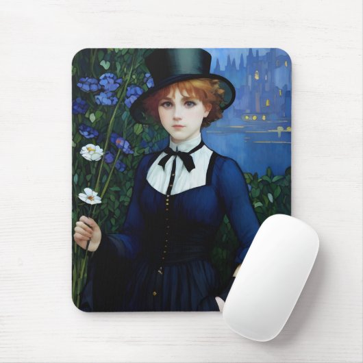 ヴィンテージスタイルかわいらしダークアカデミーガールポートレート マウスパッド (マウス)